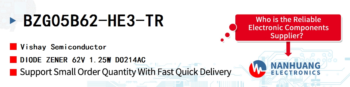 BZG05B62-HE3-TR Vishay DIODE ZENER 62V 1.25W DO214AC