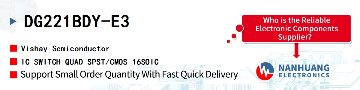 DG221BDY-E3 Vishay IC SWITCH QUAD SPST/CMOS 16SOIC