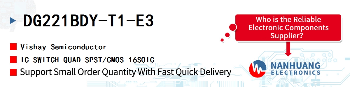 DG221BDY-T1-E3 Vishay IC SWITCH QUAD SPST/CMOS 16SOIC