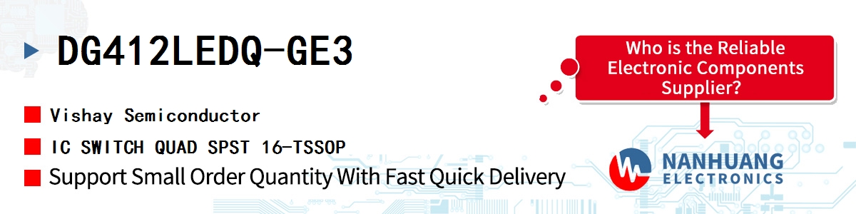 DG412LEDQ-GE3 Vishay IC SWITCH QUAD SPST 16-TSSOP