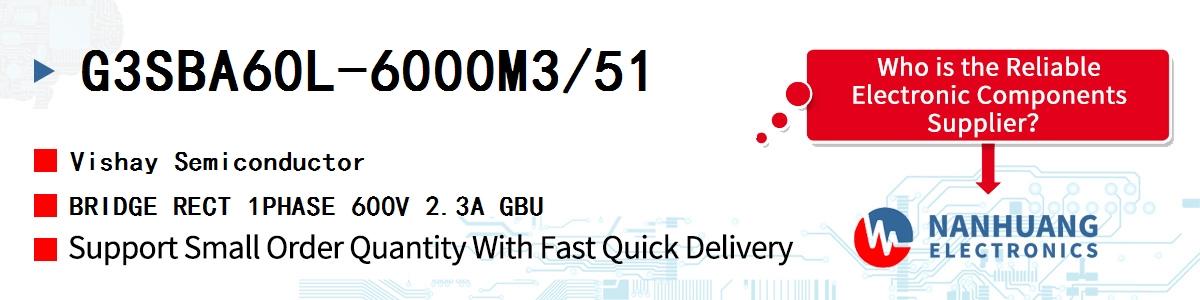 G3SBA60L-6000M3/51 Vishay BRIDGE RECT 1PHASE 600V 2.3A GBU