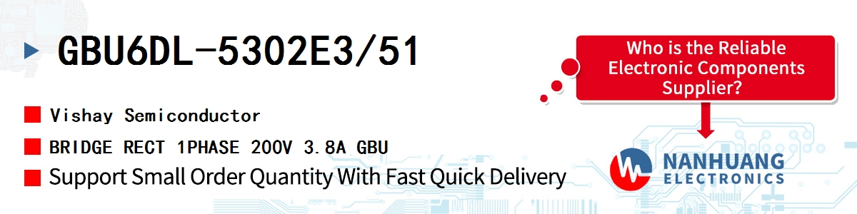 GBU6DL-5302E3/51 Vishay BRIDGE RECT 1PHASE 200V 3.8A GBU