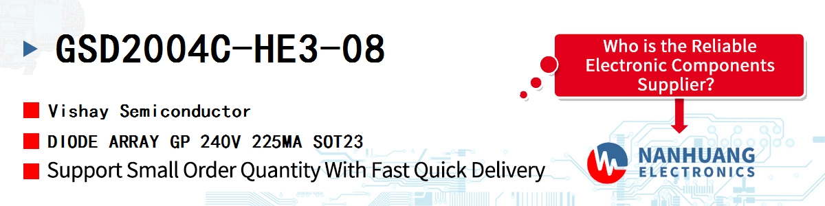 GSD2004C-HE3-08 Vishay DIODE ARRAY GP 240V 225MA SOT23