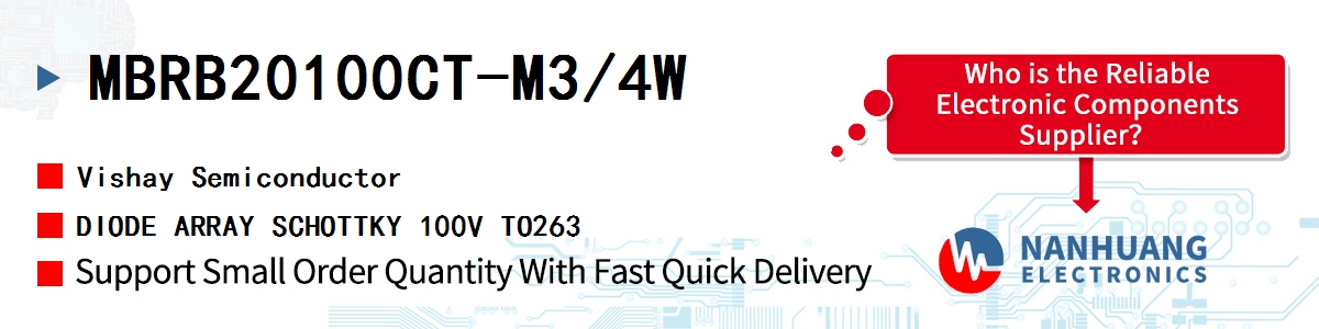 MBRB20100CT-M3/4W Vishay DIODE ARRAY SCHOTTKY 100V TO263