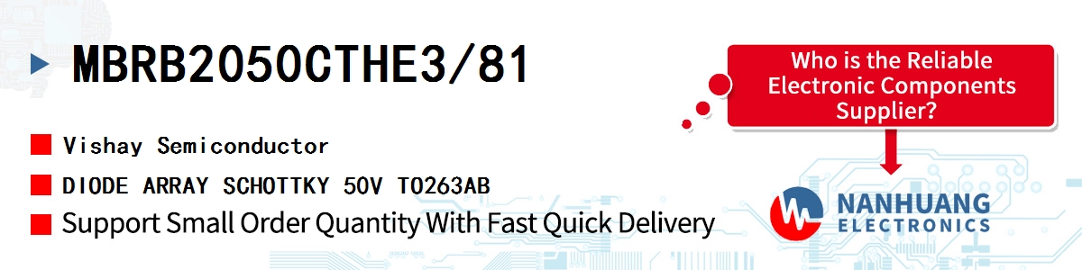 MBRB2050CTHE3/81 Vishay DIODE ARRAY SCHOTTKY 50V TO263AB
