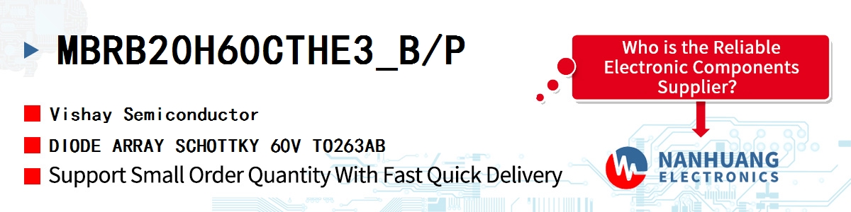 MBRB20H60CTHE3_B/P Vishay DIODE ARRAY SCHOTTKY 60V TO263AB