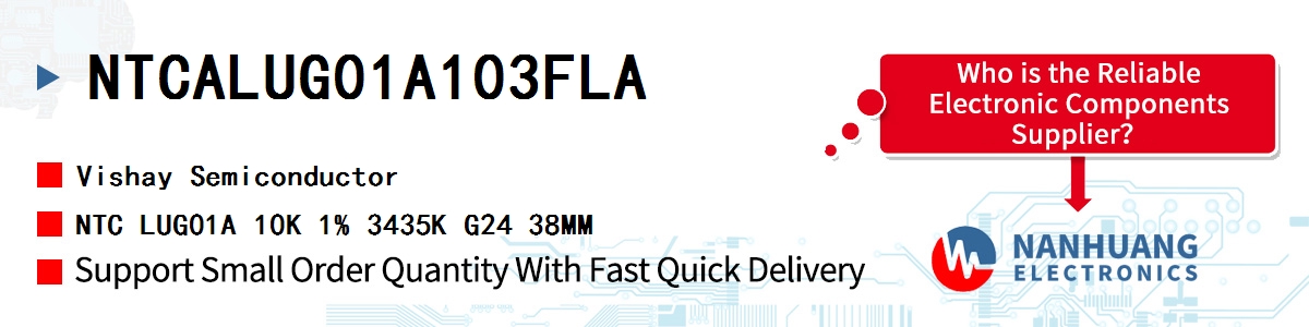 NTCALUG01A103FLA Vishay NTC LUG01A 10K 1% 3435K G24 38MM