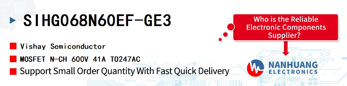 SIHG068N60EF-GE3 Vishay MOSFET N-CH 600V 41A TO247AC