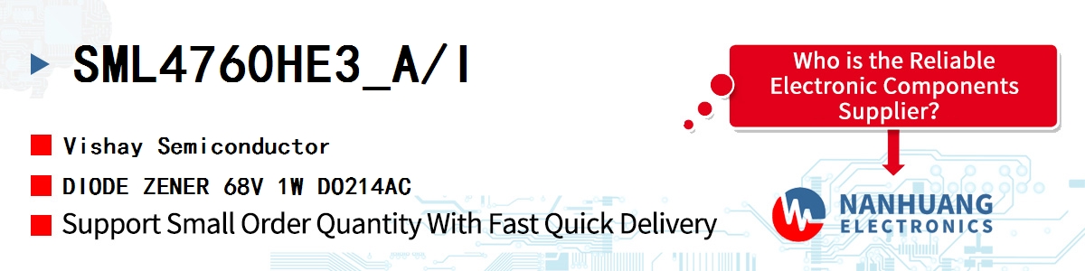 SML4760HE3_A/I Vishay DIODE ZENER 68V 1W DO214AC