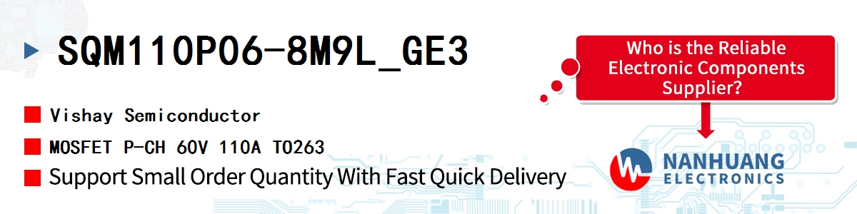 SQM110P06-8M9L_GE3 Vishay MOSFET P-CH 60V 110A TO263