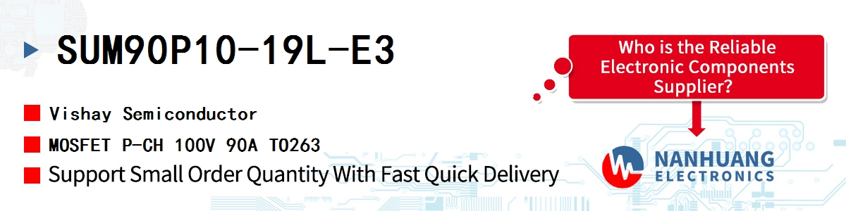 SUM90P10-19L-E3 Vishay MOSFET P-CH 100V 90A TO263