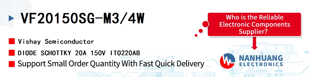 VF20150SG-M3/4W Vishay DIODE SCHOTTKY 20A 150V ITO220AB