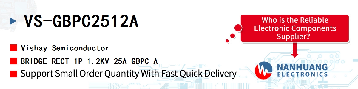 VS-GBPC2512A Vishay BRIDGE RECT 1P 1.2KV 25A GBPC-A