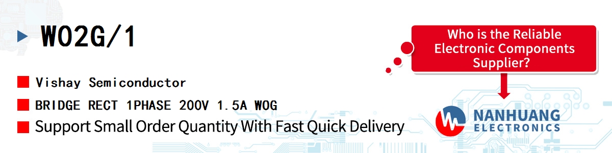 W02G/1 Vishay BRIDGE RECT 1PHASE 200V 1.5A WOG