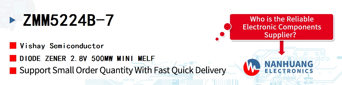 ZMM5224B-7 Vishay DIODE ZENER 2.8V 500MW MINI MELF